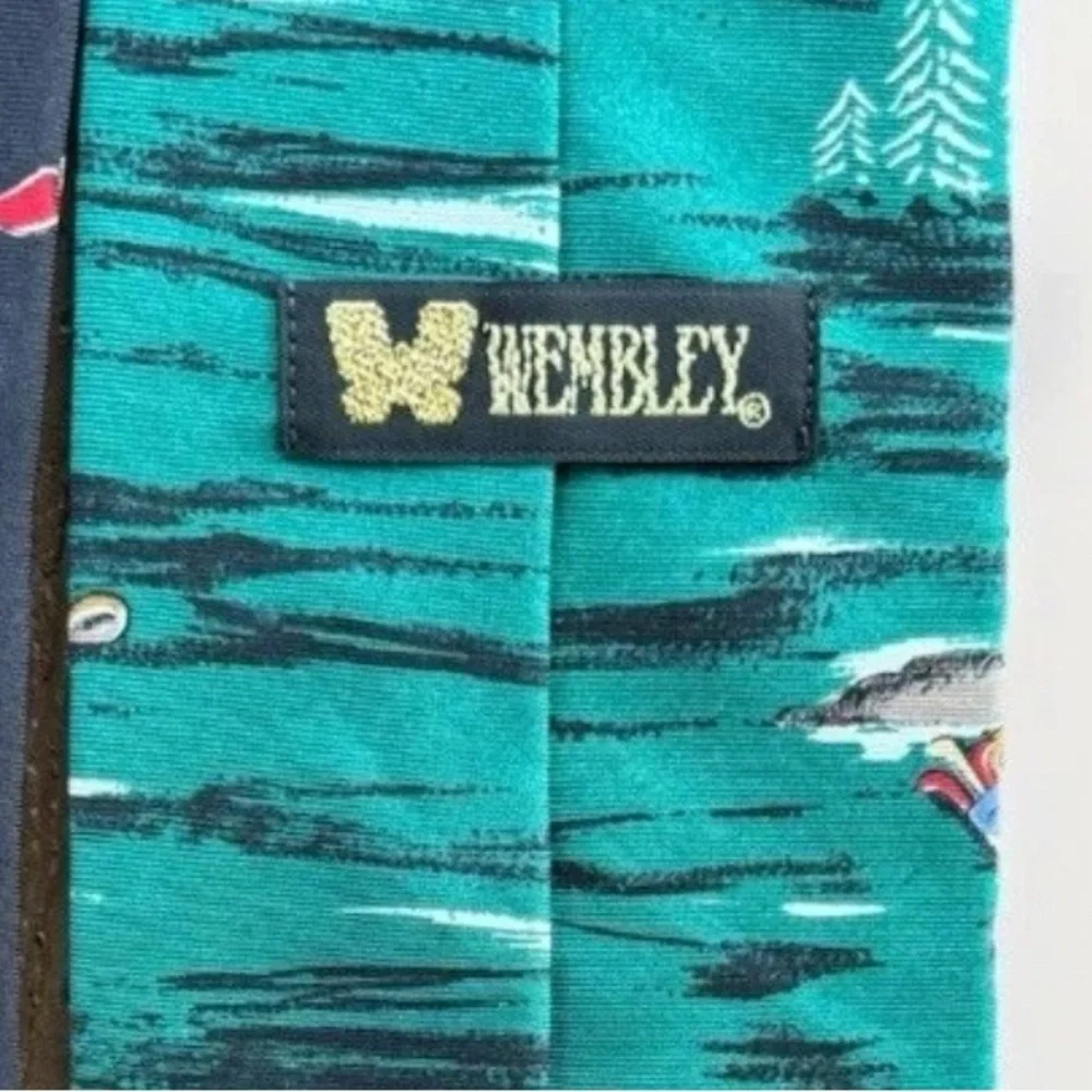 Wembley Santa Golfing North Pole Holiday‎ Silk Necktie Made In USA